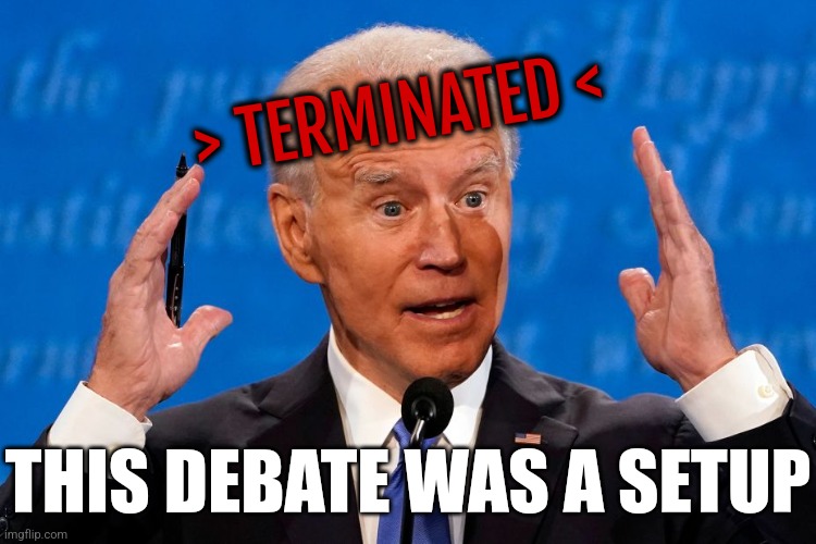When you find out you're not the King on the Chess Board. | > TERMINATED <; THIS DEBATE WAS A SETUP | image tagged in memes,politics,joe biden,democrats,republicans,trending | made w/ Imgflip meme maker