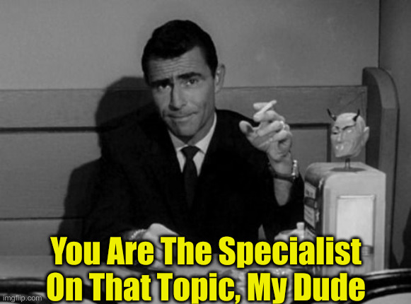 Michelle Obama Asks What Happened ? | You Are The Specialist On That Topic, My Dude | image tagged in twilight zone hillary democrats corruption,political meme,politics,funny memes,funny | made w/ Imgflip meme maker