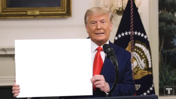 Trump holding sign Blank Meme Template