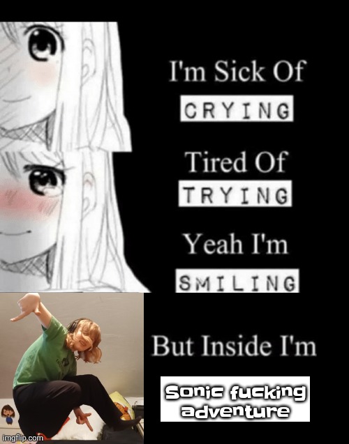 I'm Sick Of Crying | Sonic fu​cking adventure | image tagged in i'm sick of crying | made w/ Imgflip meme maker