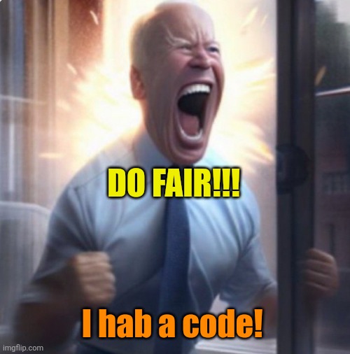 Biden Lets Go | DO FAIR!!! I hab a code! | image tagged in biden lets go | made w/ Imgflip meme maker