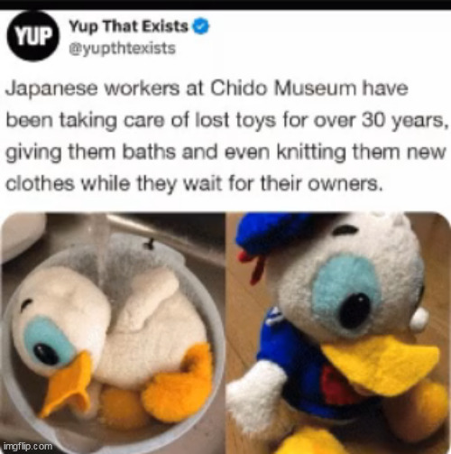 turns out people are normalizing taking care of plushes (there was a similar post about ihop worker putting a small chair for po | made w/ Imgflip meme maker