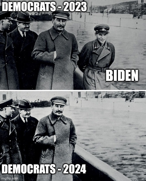 ByeDen | DEMOCRATS - 2023; BIDEN; DEMOCRATS - 2024 | image tagged in stalin photoshop,leftists,democrats,debate | made w/ Imgflip meme maker