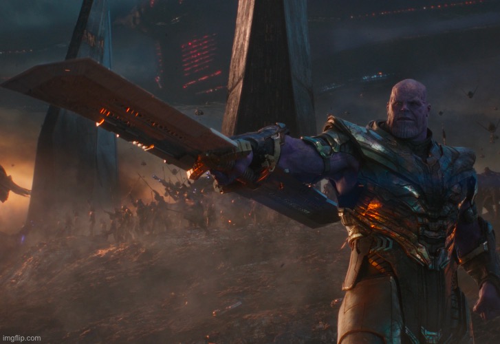 Thanos pointing sword | image tagged in thanos pointing sword | made w/ Imgflip meme maker