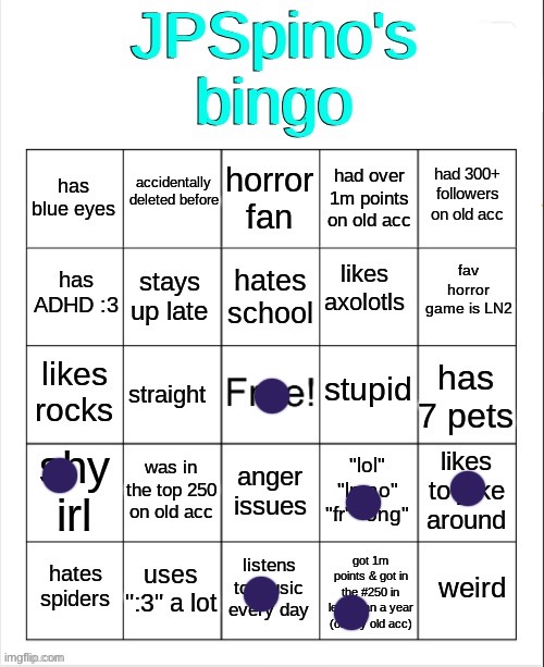 JPSpino's new bingo | image tagged in jpspino's new bingo | made w/ Imgflip meme maker