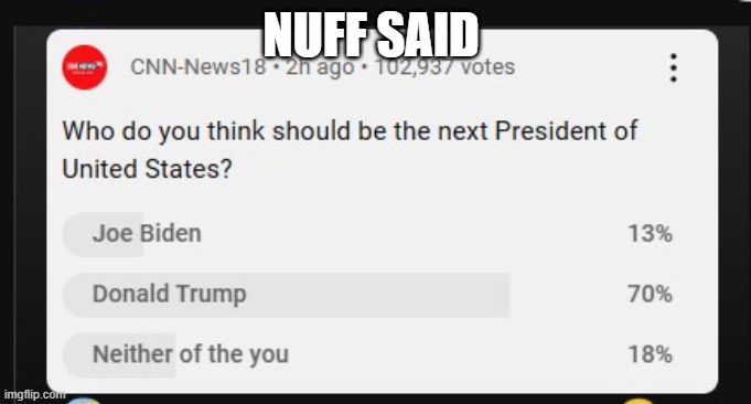 Trump /biden/ neither of the you poll | NUFF SAID | image tagged in trump /biden/ neither of the you poll | made w/ Imgflip meme maker