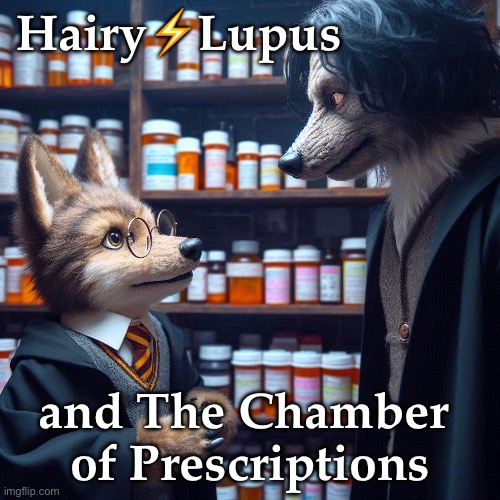 Chamber of Prescriptions | Hairy⚡️Lupus; and The Chamber 
of Prescriptions | image tagged in harry potter,harry potter meme,illness,wolf,prescription | made w/ Imgflip meme maker