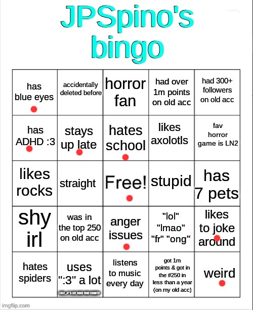 JPSpino's new bingo | I USE „:4“ A LOT, DOES THAT COUNT? | image tagged in jpspino's new bingo | made w/ Imgflip meme maker