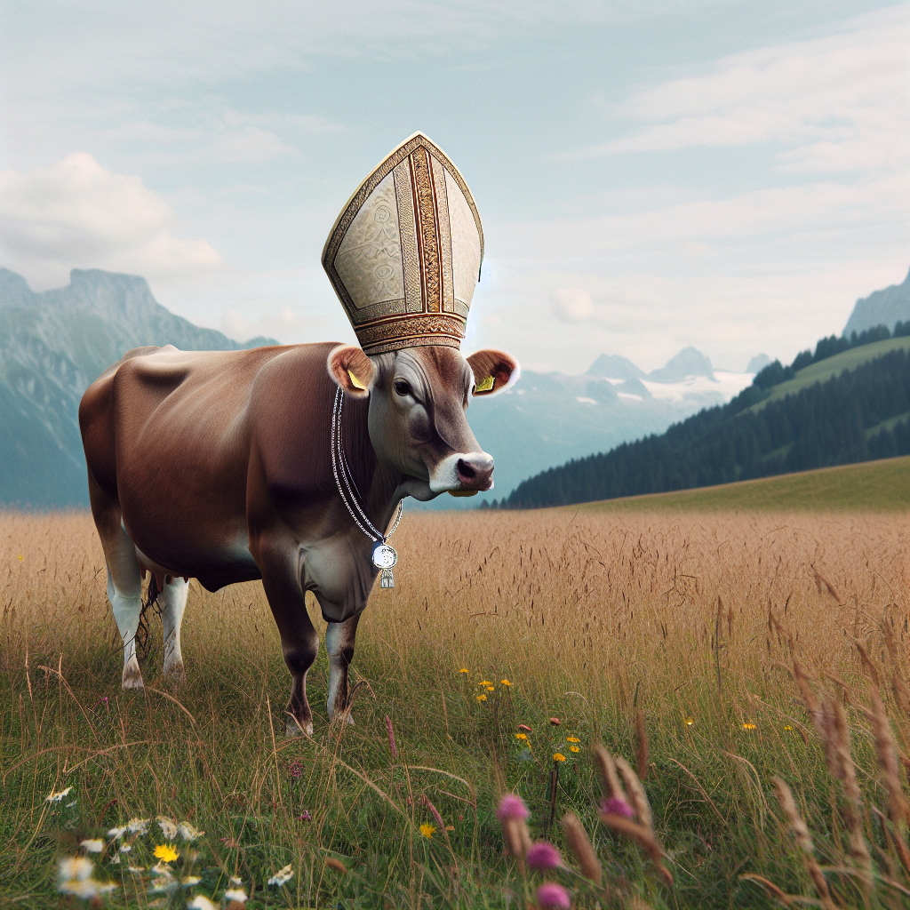 Cow with a pope hat Blank Meme Template
