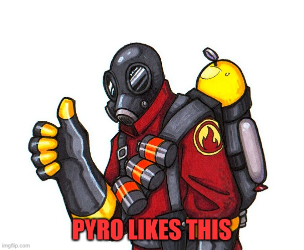 pyro approval | PYRO LIKES THIS | image tagged in pyro approval | made w/ Imgflip meme maker