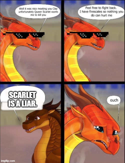 Peril learns the TRUTH | SCARLET IS A LIAR. | image tagged in peril emotional damage | made w/ Imgflip meme maker