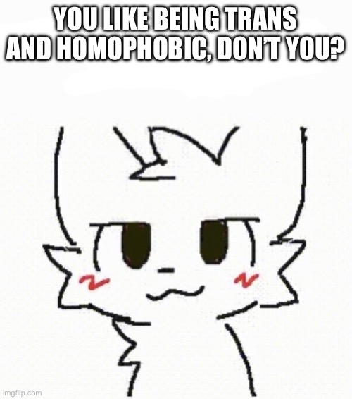 boy kisser furry | YOU LIKE BEING TRANS AND HOMOPHOBIC, DON’T YOU? | image tagged in boy kisser furry | made w/ Imgflip meme maker