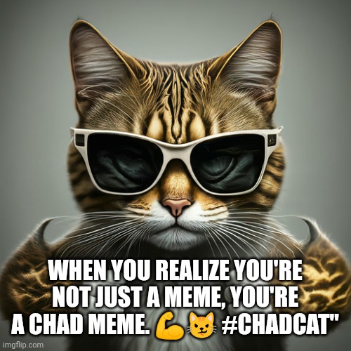 Chadcat | WHEN YOU REALIZE YOU'RE NOT JUST A MEME, YOU'RE A CHAD MEME. 💪😼 #CHADCAT" | image tagged in gigachad,sexy cat | made w/ Imgflip meme maker