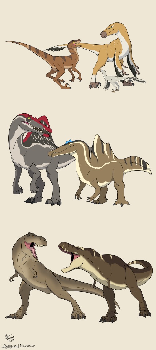 Genetically Modified dinosaurs and their ancestors (Art by NazRigarA3D) | image tagged in jurassic park,jurassic world | made w/ Imgflip meme maker