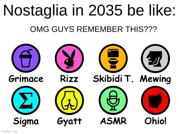 yeah why? | Nostaglia in 2035 be like:; OMG GUYS REMEMBER THIS??? | image tagged in bruh,why do we need to add tags | made w/ Imgflip meme maker