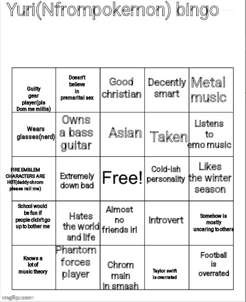 Nfrompokemon bingo | image tagged in nfrompokemon bingo | made w/ Imgflip meme maker