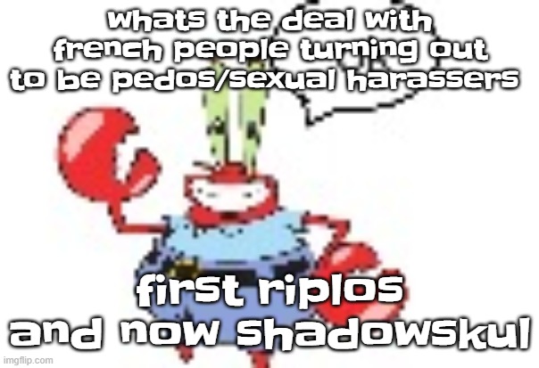 ok | whats the deal with french people turning out to be pedos/sexual harassers; first riplos and now shadowskul | image tagged in ok | made w/ Imgflip meme maker