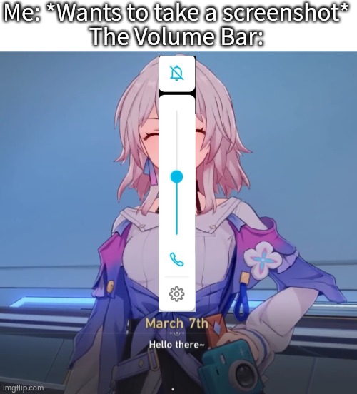 Get lost, Volume Bar! | Me: *Wants to take a screenshot*
The Volume Bar: | image tagged in memes,funny,volume bar,screenshot | made w/ Imgflip meme maker