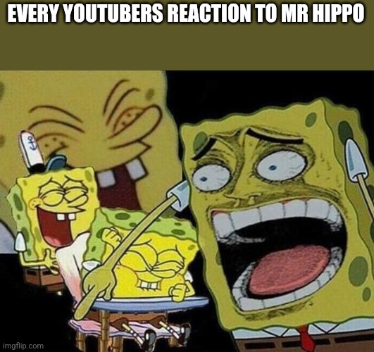 Spongebob laughing Hysterically | EVERY YOUTUBERS REACTION TO MR HIPPO | image tagged in spongebob laughing hysterically | made w/ Imgflip meme maker