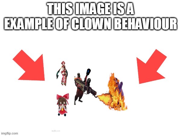 image tagged in this image is a example of clown behaviour | made w/ Imgflip meme maker