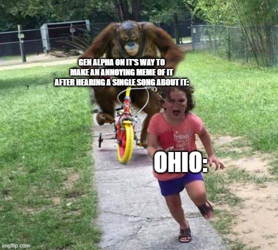 Run! | GEN ALPHA ON IT'S WAY TO MAKE AN ANNOYING MEME OF IT AFTER HEARING A SINGLE SONG ABOUT IT:; OHIO: | image tagged in run | made w/ Imgflip meme maker