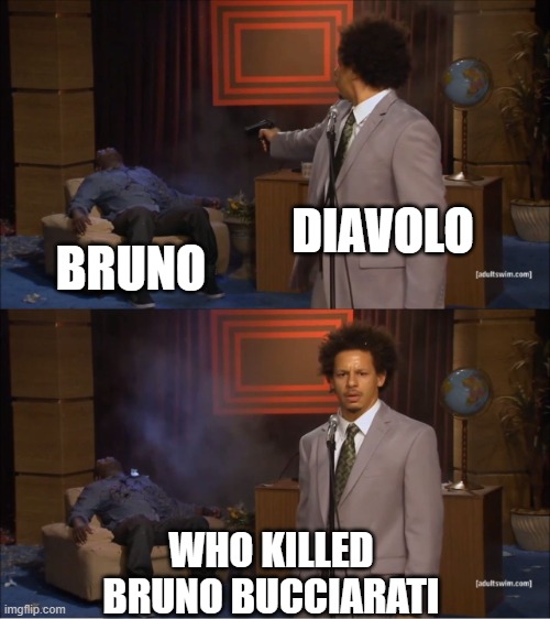 bruno is dead | DIAVOLO; BRUNO; WHO KILLED BRUNO BUCCIARATI | image tagged in memes,who killed hannibal,jojo's bizarre adventure,anime | made w/ Imgflip meme maker