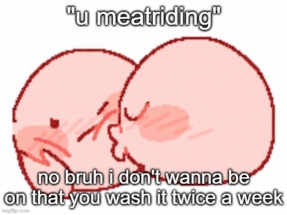 mwah | "u meatriding"; no bruh i don't wanna be on that you wash it twice a week | image tagged in mwah | made w/ Imgflip meme maker