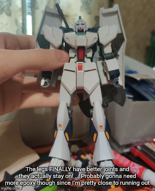 I'm way more proud of this than I should be | The legs FINALLY have better joints and they actually stay on! ... Probably gonna need more epoxy though since I'm pretty close to running out | made w/ Imgflip meme maker