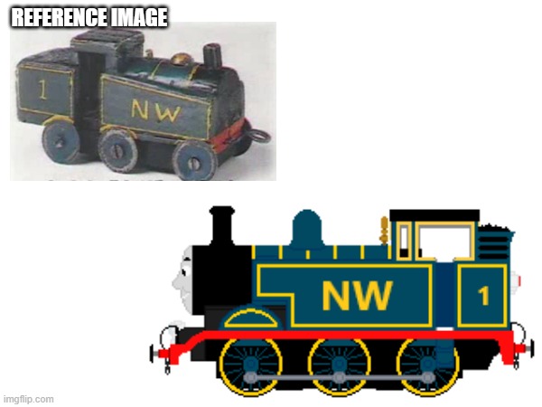 custom painted sprite of Thomas in his "broomstick" livery | REFERENCE IMAGE | made w/ Imgflip meme maker