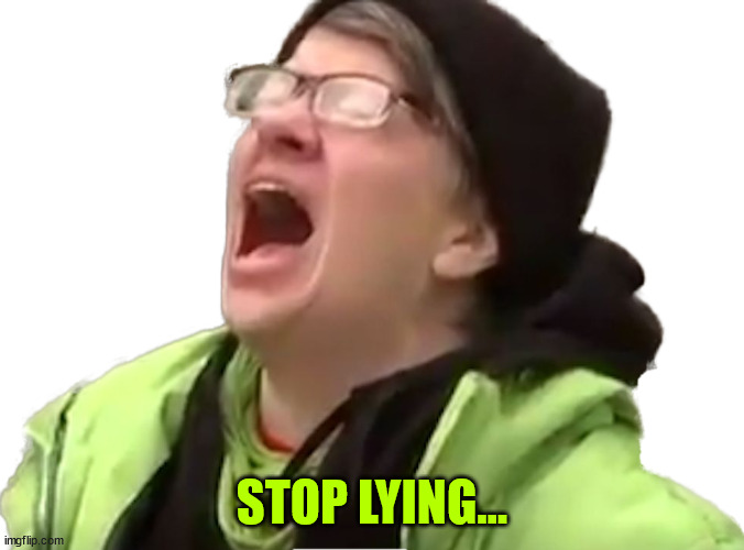 Screaming Liberal | STOP LYING... | image tagged in screaming liberal | made w/ Imgflip meme maker