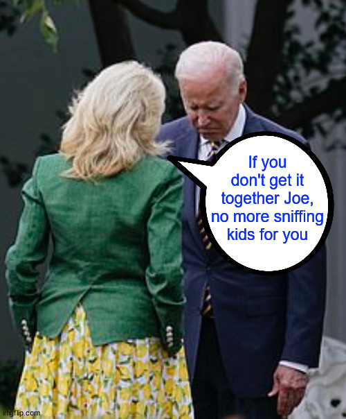 Jill not happy after the debate | If you don't get it together Joe, no more sniffing kids for you | image tagged in jill biden,scolds,joe biden,after debate,lays down the law | made w/ Imgflip meme maker
