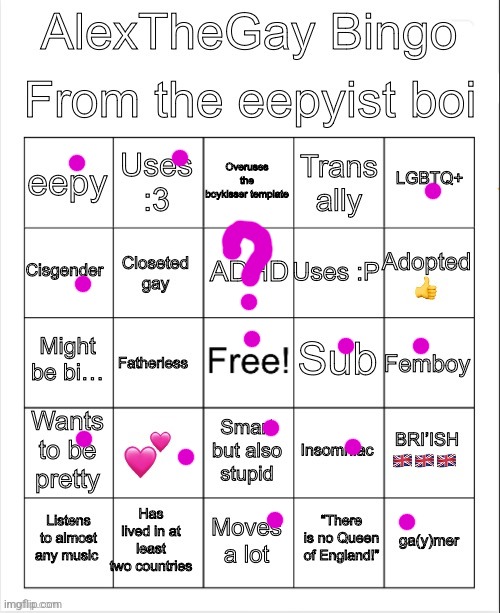 Alex bingo | image tagged in alex bingo | made w/ Imgflip meme maker