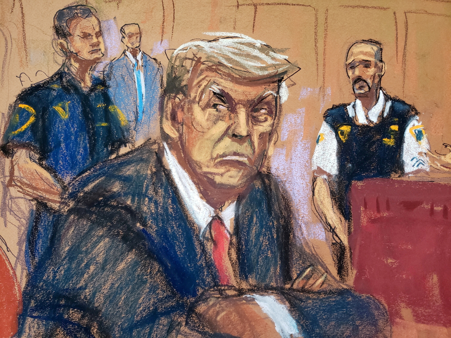 Trump Court Sketch Blank Meme Template