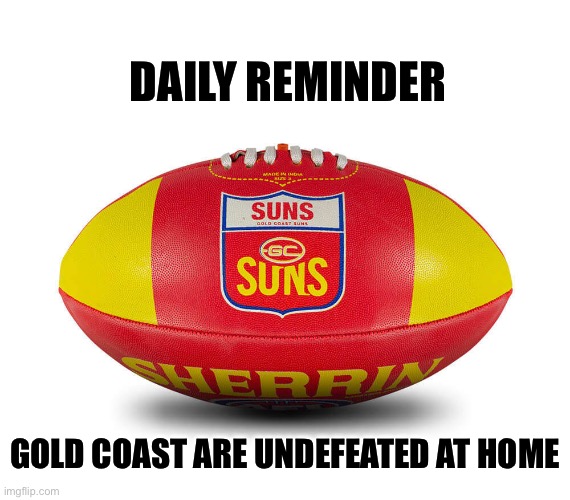 DAILY REMINDER; GOLD COAST ARE UNDEFEATED AT HOME | image tagged in sports | made w/ Imgflip meme maker