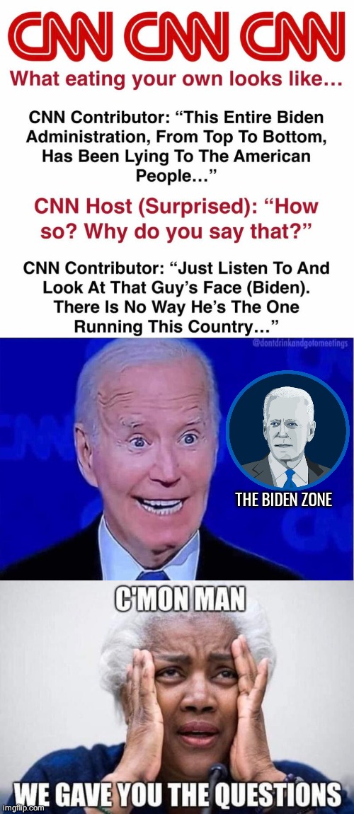 CNN dogs Biden | THE BIDEN ZONE | image tagged in biden grinning idiot,biden,warpzone | made w/ Imgflip meme maker