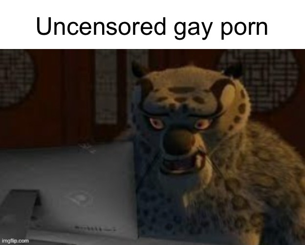 Tai Lung at the computer | Uncensored gay porn | image tagged in tai lung at the computer | made w/ Imgflip meme maker