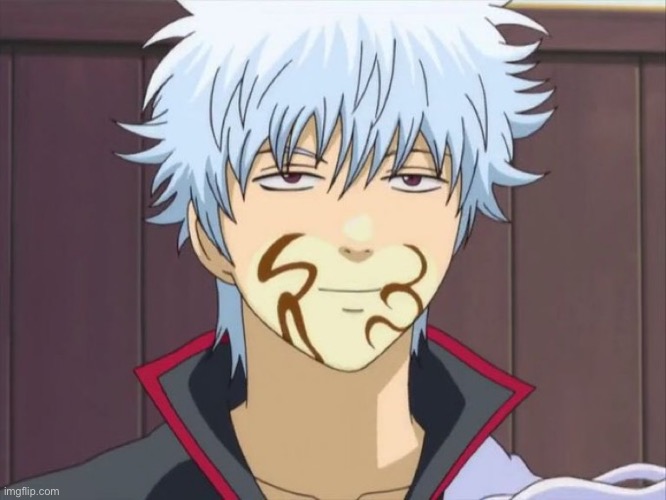 Gintoki with milk on his face | made w/ Imgflip meme maker