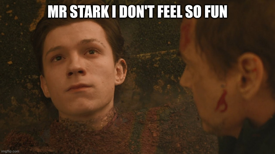 Mr Stark I don't feel so good | MR STARK I DON'T FEEL SO FUN | image tagged in mr stark i don't feel so good | made w/ Imgflip meme maker