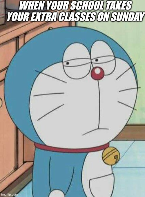 Doraemon | WHEN YOUR SCHOOL TAKES YOUR EXTRA CLASSES ON SUNDAY | image tagged in doraemon | made w/ Imgflip meme maker