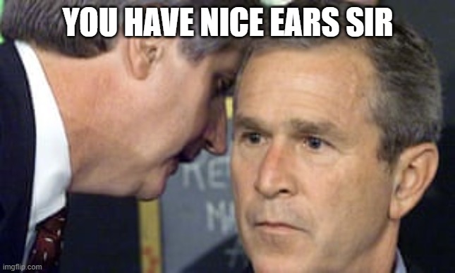 awwwwww | YOU HAVE NICE EARS SIR | image tagged in george bush 9/11 | made w/ Imgflip meme maker