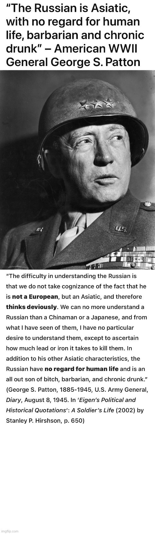 Historic facts | image tagged in general patton,russia,ukraine | made w/ Imgflip meme maker