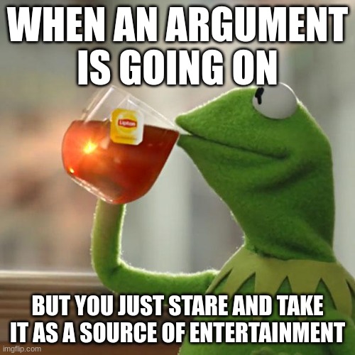 But That's None Of My Business | WHEN AN ARGUMENT IS GOING ON; BUT YOU JUST STARE AND TAKE IT AS A SOURCE OF ENTERTAINMENT | image tagged in memes,but that's none of my business,kermit the frog | made w/ Imgflip meme maker