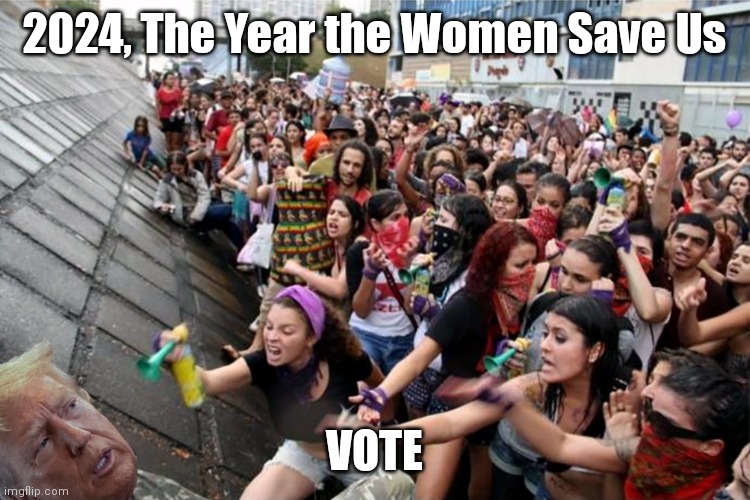 Vote | 2024, The Year the Women Save Us; VOTE | image tagged in funny | made w/ Imgflip meme maker