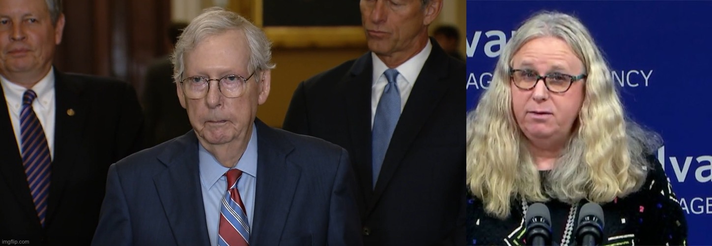 image tagged in mitch mcconnell freezes up,rachel levine | made w/ Imgflip meme maker