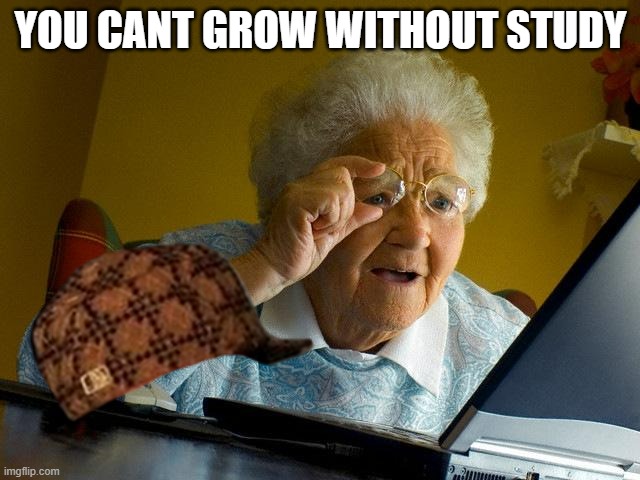 Grandma Finds The Internet Meme | YOU CANT GROW WITHOUT STUDY | image tagged in memes,grandma finds the internet | made w/ Imgflip meme maker
