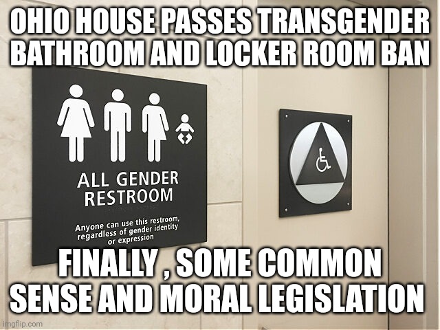 common sense legislation | OHIO HOUSE PASSES TRANSGENDER BATHROOM AND LOCKER ROOM BAN; FINALLY , SOME COMMON SENSE AND MORAL LEGISLATION | image tagged in ohio | made w/ Imgflip meme maker