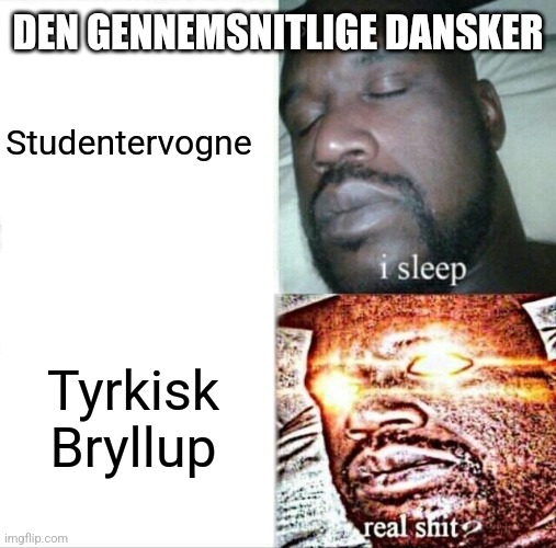 Sleeping Shaq Meme | Studentervogne; DEN GENNEMSNITLIGE DANSKER; Tyrkisk Bryllup | image tagged in memes,sleeping shaq | made w/ Imgflip meme maker