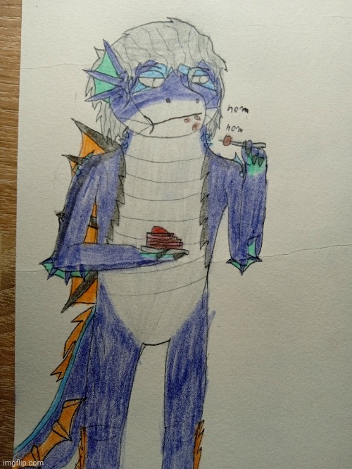 Jolt the Abbyshark (also cake :) ) | image tagged in drawing,oc,fish | made w/ Imgflip meme maker