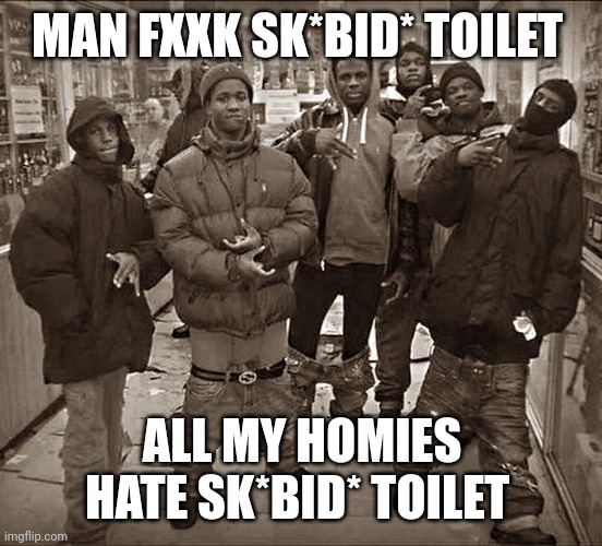 war will be waged one day | MAN FXXK SK*BID* TOILET; ALL MY HOMIES HATE SK*BID* TOILET | image tagged in all my homies hate,skibidi toilet,skibidi toilet sucks,awareness,ww3 | made w/ Imgflip meme maker