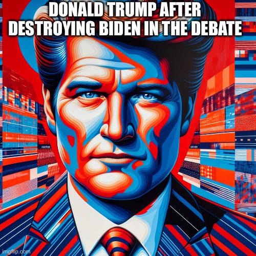 Trump | DONALD TRUMP AFTER DESTROYING BIDEN IN THE DEBATE | image tagged in politics | made w/ Imgflip meme maker